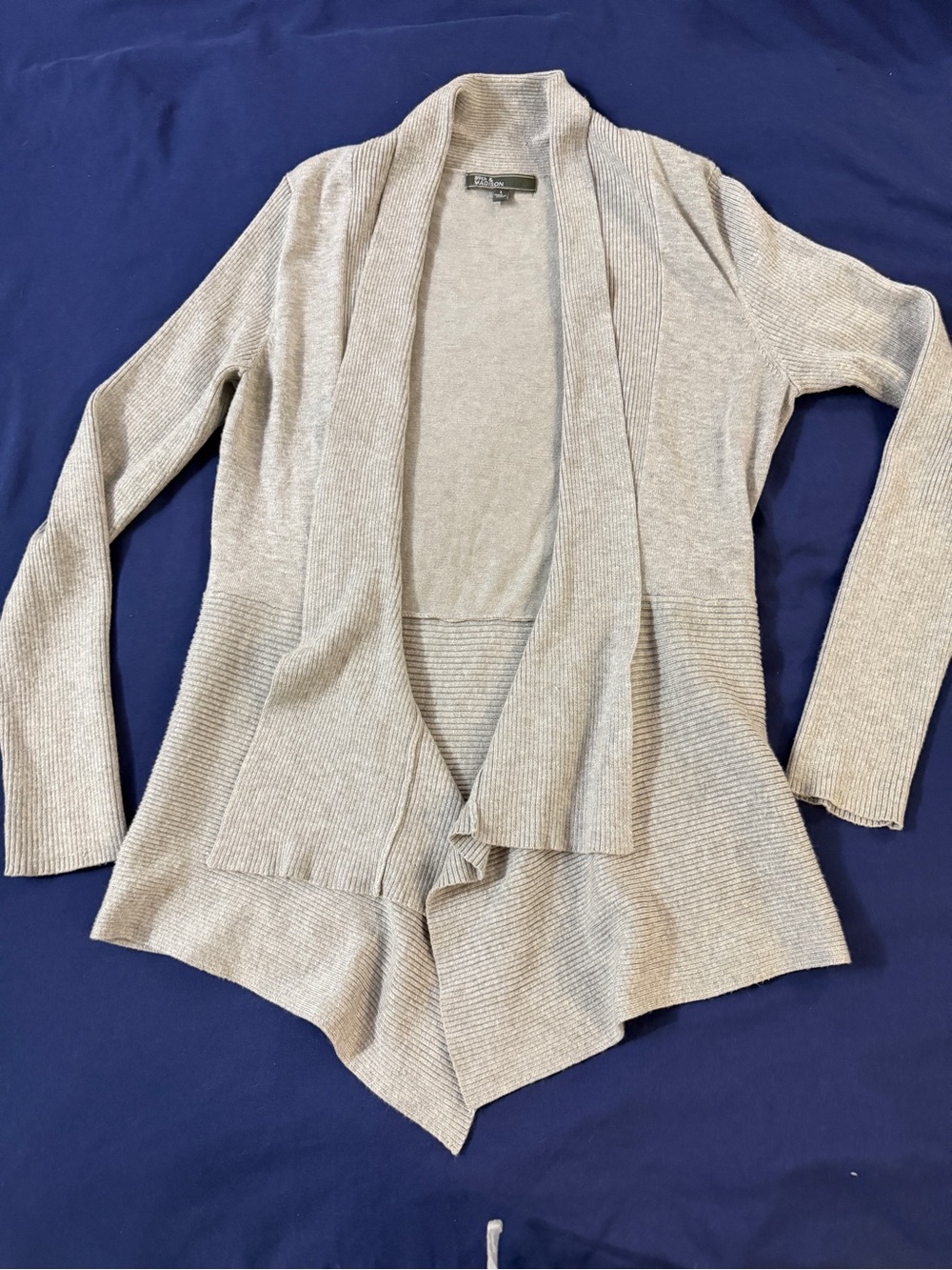 89th & Madison Light Gray Open-Front Draped Cardigan